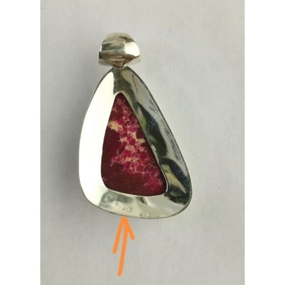 Sterling silver Raspberry Red Jasper drop pendant - Picture 4 of 7